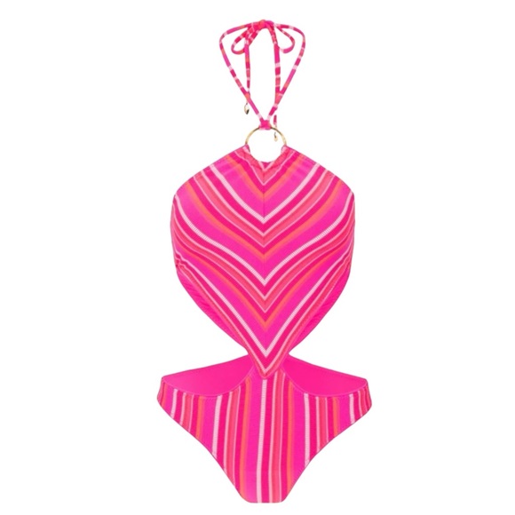 ☀️☀️☀️ Trina Turk Women’s MARAI Ring Halter Cutout Monokini - Picture 5 of 10